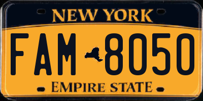NY license plate FAM8050