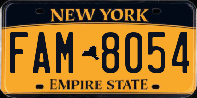 NY license plate FAM8054