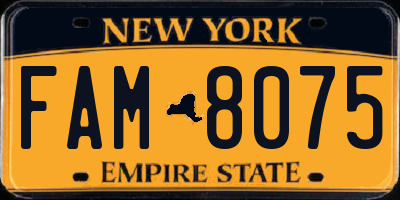 NY license plate FAM8075