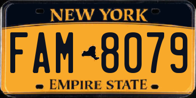 NY license plate FAM8079