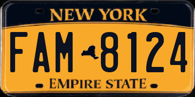 NY license plate FAM8124