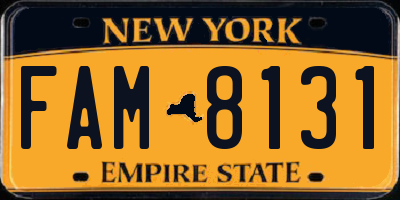 NY license plate FAM8131
