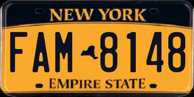 NY license plate FAM8148