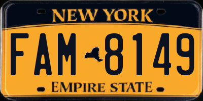 NY license plate FAM8149