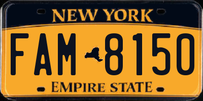 NY license plate FAM8150