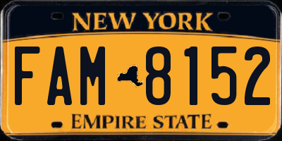 NY license plate FAM8152