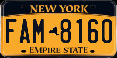 NY license plate FAM8160