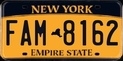 NY license plate FAM8162