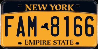 NY license plate FAM8166