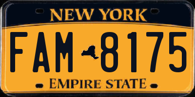 NY license plate FAM8175