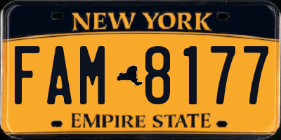 NY license plate FAM8177