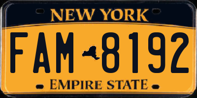NY license plate FAM8192