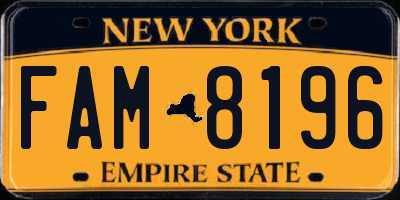 NY license plate FAM8196