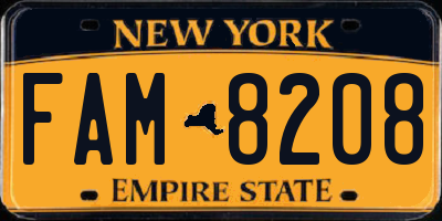 NY license plate FAM8208