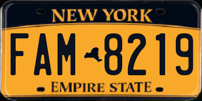 NY license plate FAM8219