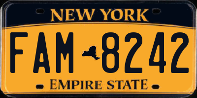 NY license plate FAM8242