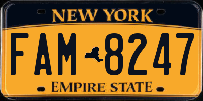 NY license plate FAM8247