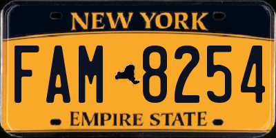 NY license plate FAM8254