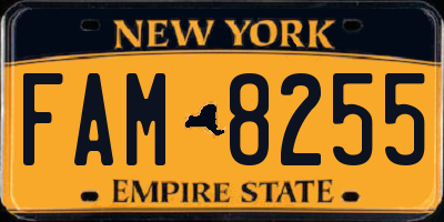 NY license plate FAM8255