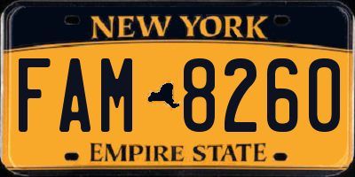 NY license plate FAM8260