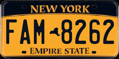 NY license plate FAM8262