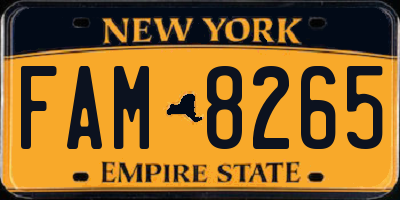NY license plate FAM8265