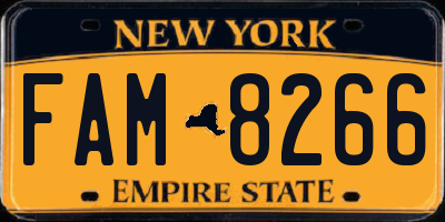 NY license plate FAM8266