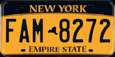NY license plate FAM8272