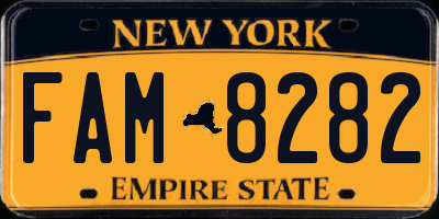 NY license plate FAM8282