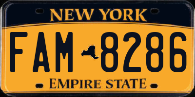 NY license plate FAM8286