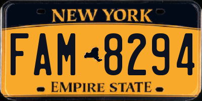 NY license plate FAM8294