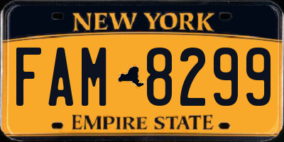 NY license plate FAM8299