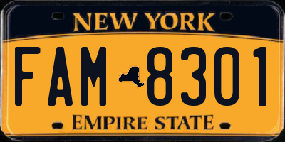 NY license plate FAM8301