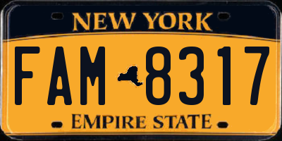 NY license plate FAM8317