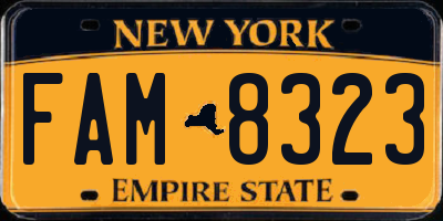 NY license plate FAM8323