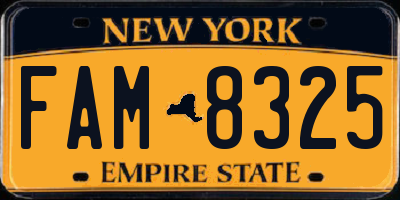 NY license plate FAM8325