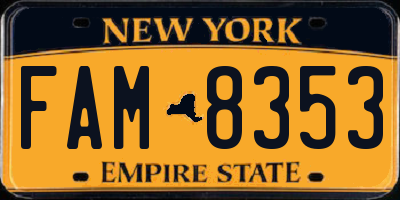 NY license plate FAM8353