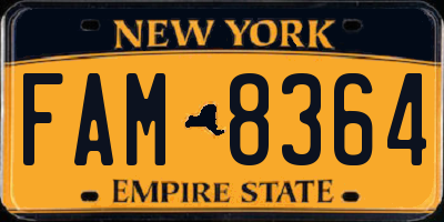 NY license plate FAM8364