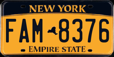 NY license plate FAM8376