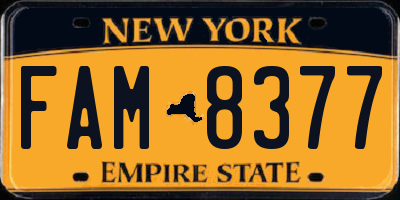 NY license plate FAM8377