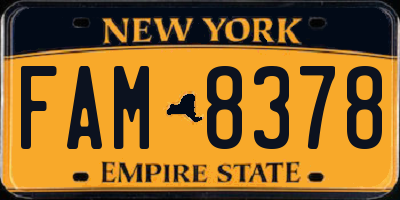 NY license plate FAM8378