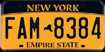 NY license plate FAM8384