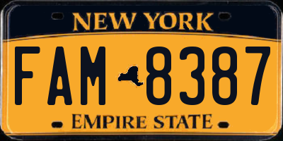 NY license plate FAM8387