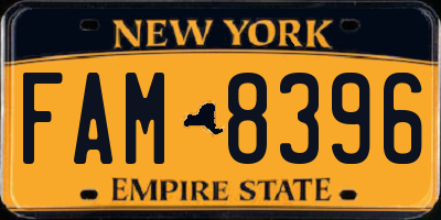 NY license plate FAM8396