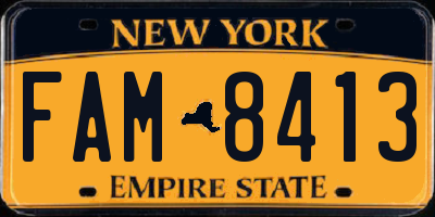 NY license plate FAM8413