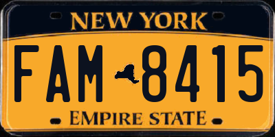 NY license plate FAM8415