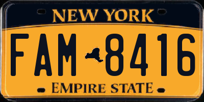 NY license plate FAM8416