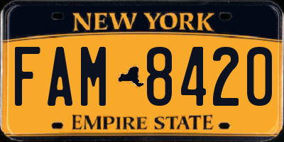 NY license plate FAM8420