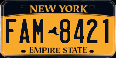 NY license plate FAM8421