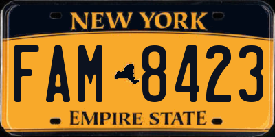 NY license plate FAM8423